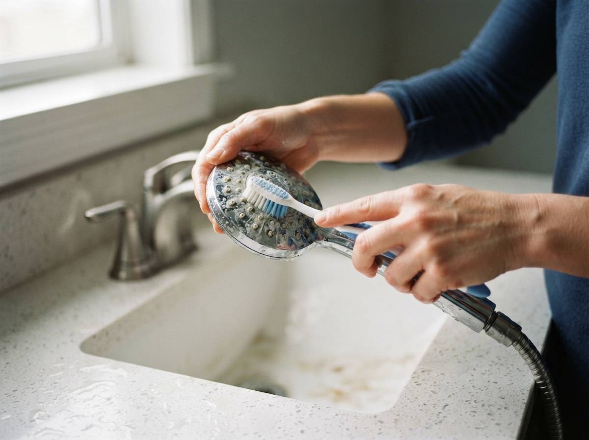 Weak shower pressure usually means mineral buildup, not a plumbing problem.